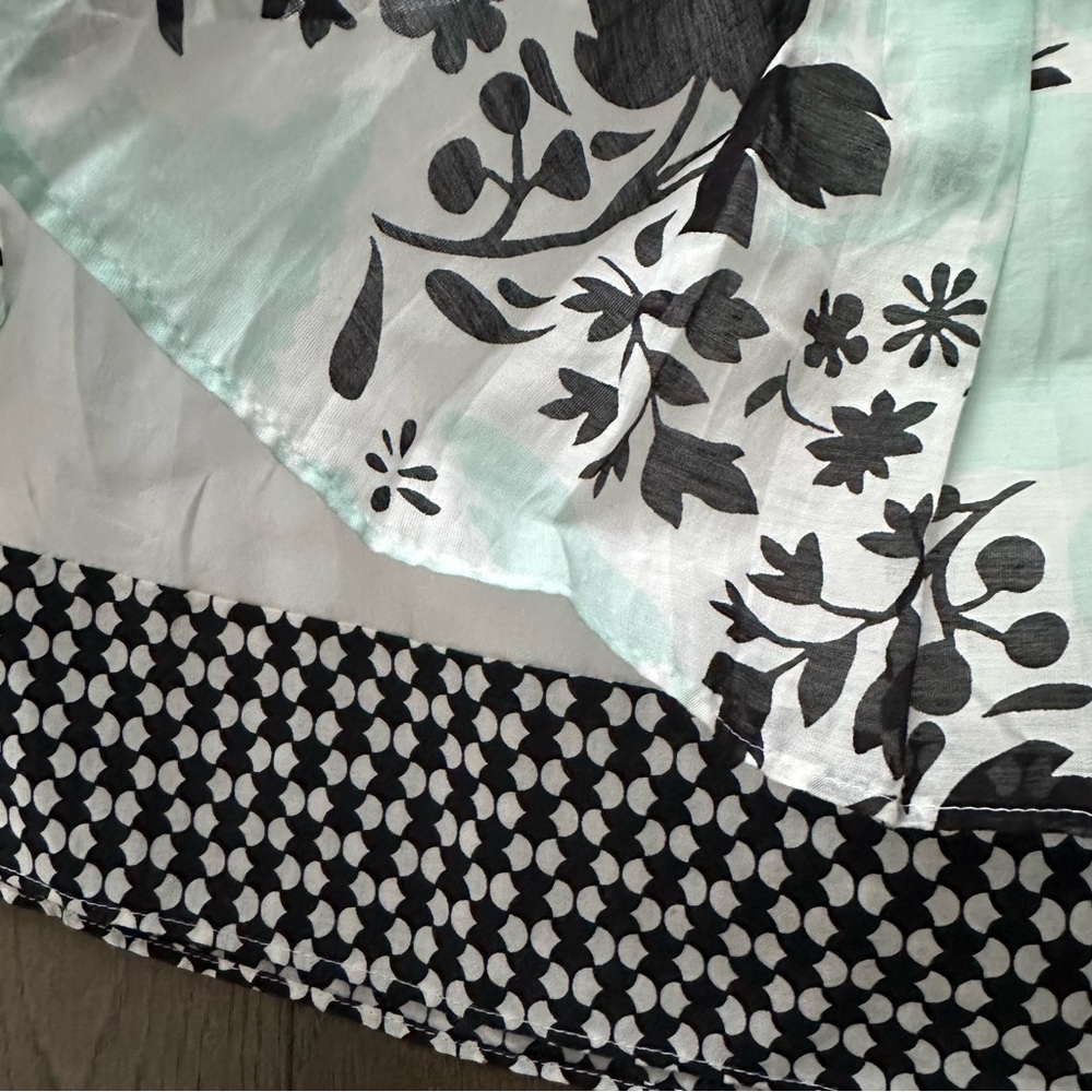 Sportmax A-Line Skirt - Black, Teal, and White Floral Silk Blend Size 8 - Picture 2 of 7
